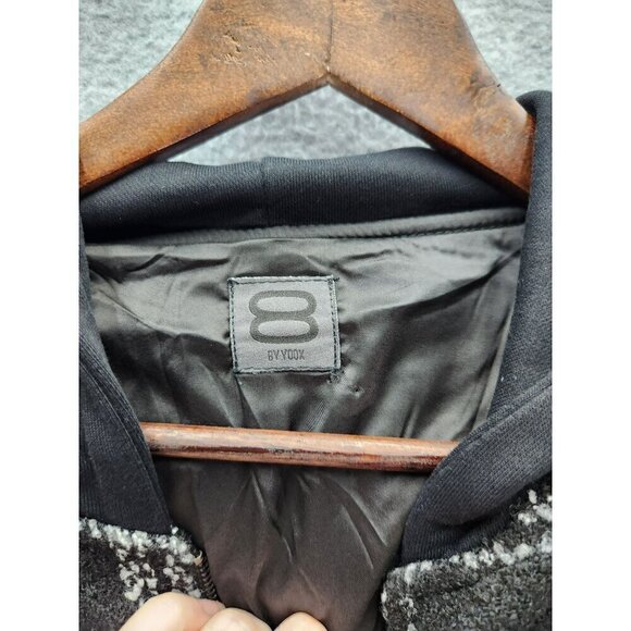 8 By Yoox Black & White Plaid Jacket With Hood Large - Picture 2 of 6